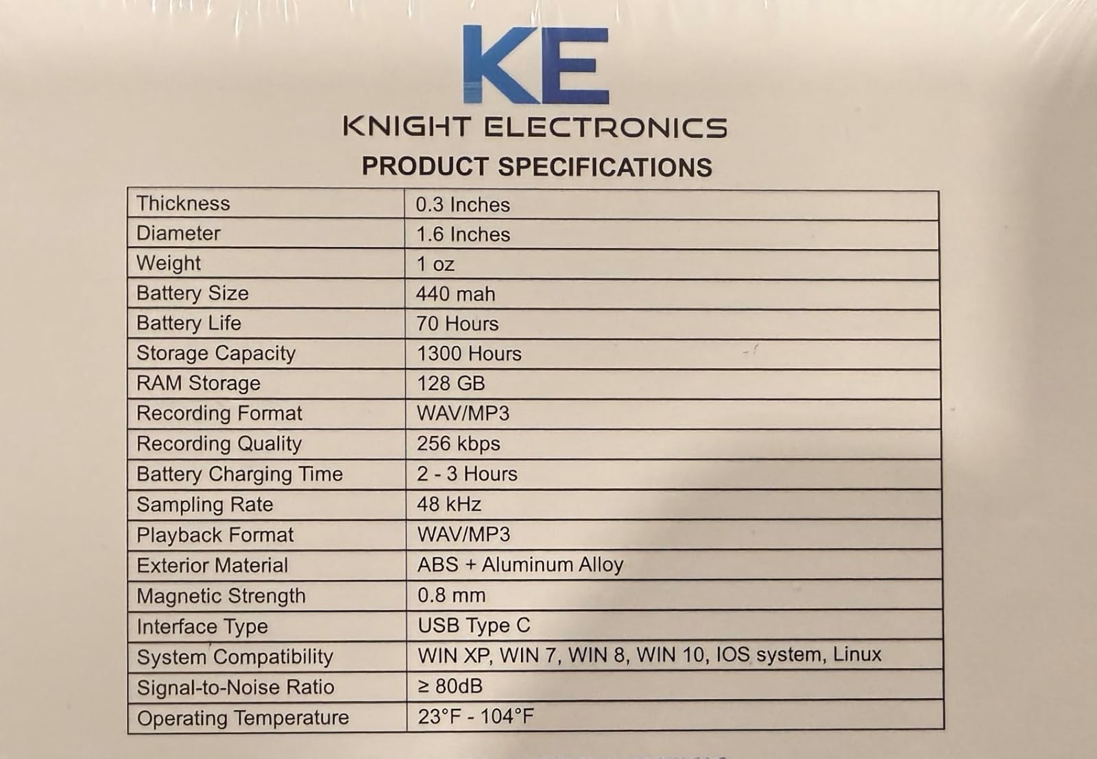 Knight 128GB Voice Recorder With Three Day Battery photo 4